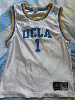 adidas White UCLA Basketball Jersey with Blue & Gold Accents